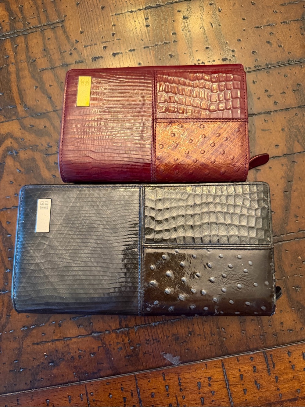 TWO Givenchy Leather Zip Wallet - Burgundy and Black
